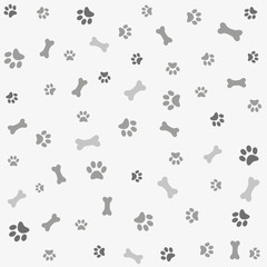 Background with dog paw print and bone