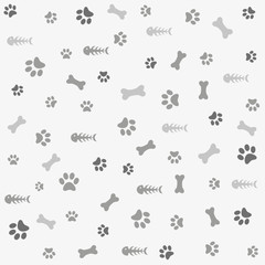 Background with dog paw print and bone