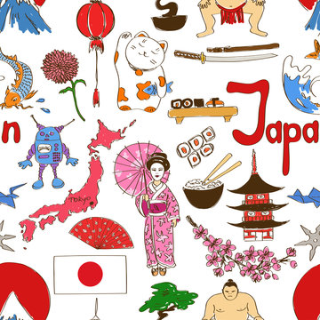 Sketch Japan seamless pattern