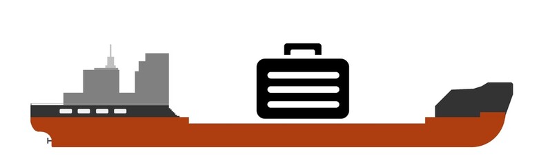 Valise en livraison dans un bateau cargo