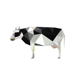 Illustration of origami cow with spots isolated on white backgro