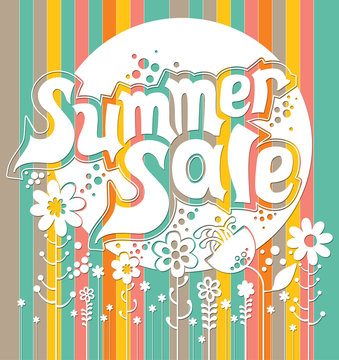Summer sale picture with a striped background.