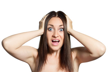 Fototapeta premium Zdziwiona piękna dziewczyna