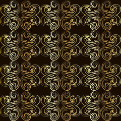 Vintage seamless pattern with golden curls in Victorian style.