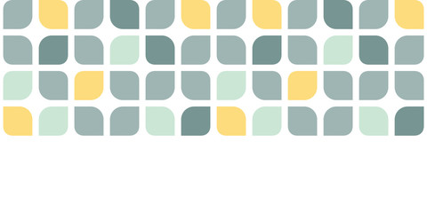 Abstract gray yellow rounded squares horizontal seamless pattern