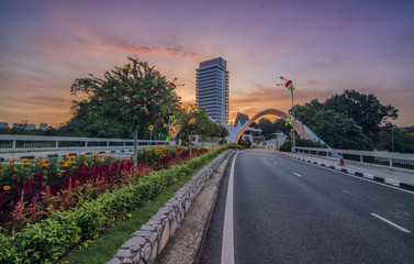 Perspective view of sunset at Malaysian Parliament
