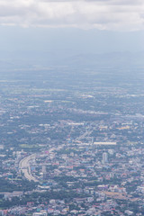 Scenic of Chiangmai city from Doi Suthep mountain in Thailand.
