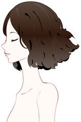 美容　横顔　向かい風