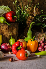 still life  Vegetables, Herbs and Fruit.