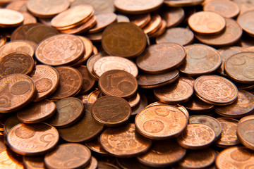Coins background.  euro coins.  cent coins. euro cents.