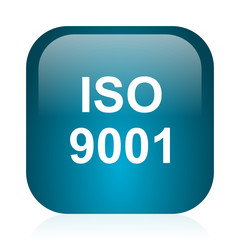 iso 9001 blue glossy internet icon