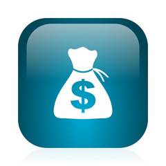 money blue glossy internet icon