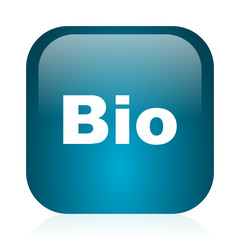 bio blue glossy internet icon