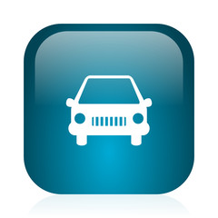 car blue glossy internet icon