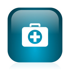 first aid blue glossy internet icon