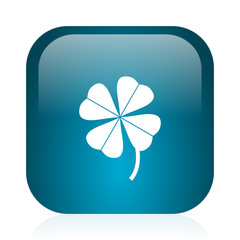 four-leaf clover blue glossy internet icon