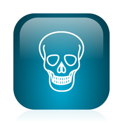 skull blue glossy internet icon