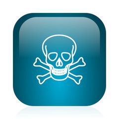 skull blue glossy internet icon