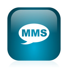 mms blue glossy internet icon