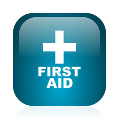 first aid blue glossy internet icon