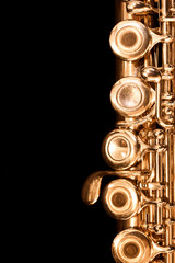 Detail of gold flutes on black background