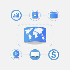 Set of sticker design. Global high-tech concept