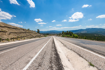 road  with cloudy sky in aegean region of Turkey