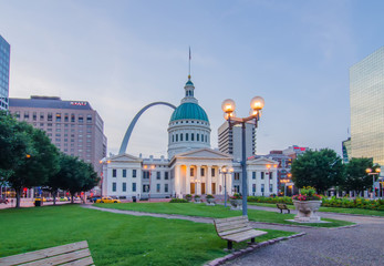St. Louis downtown skyline buildings at night