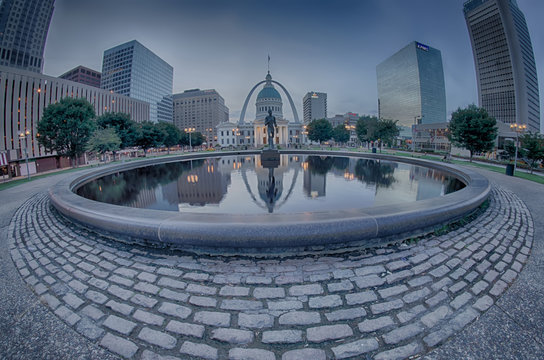 St. Louis Downtown Skyline Buildings At Night