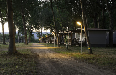 Wooden bungalow in camping