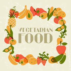 Vegetarian food. Background design with stylized vegetables.