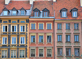 Fototapeta na wymiar Facades of Warsaw houses