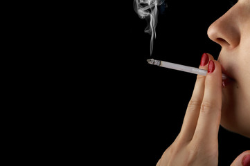 girl smokes a cigarette