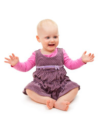 Playful joyful child sits