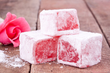 turkish delight with rose flavour - obrazy, fototapety, plakaty
