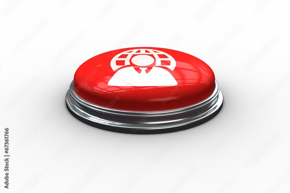 Poster Composite image of businessman and sphere graphic on button