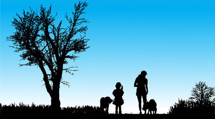 Vector Silhouette of people.