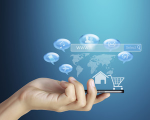 Touch screen mobile phone, in hand