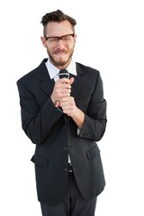 Hipster businessman giving a speech