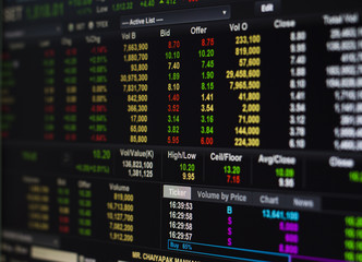 Stock Market Exchange on the computer screen.