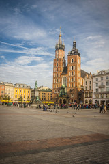 The St Mary church at the market in Krakow in Poland