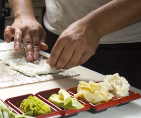 Making sushi roll