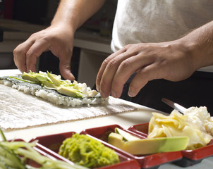 Making sushi roll
