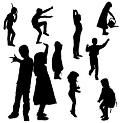 Vector silhouette of children.