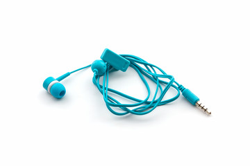 Blue earphones.