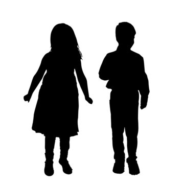 Vector silhouette of children.