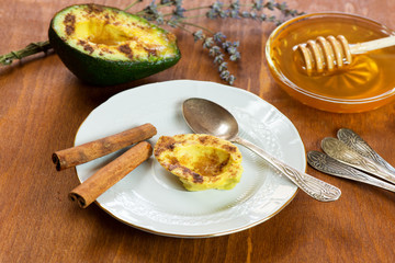 Avocado with cinnamon and honey