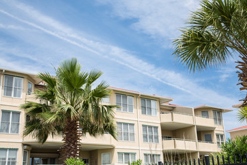 Fototapeta premium Luxury Beach Condos with Palm Trees