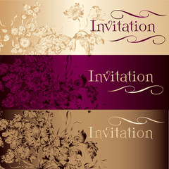 Fototapeta na wymiar Collection of vector invitation cards in vintage style