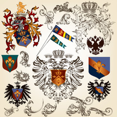 Collection of vector heraldic elements for design